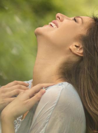 smiling woman outside
