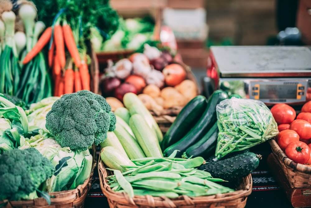 different types of produce that have fiber